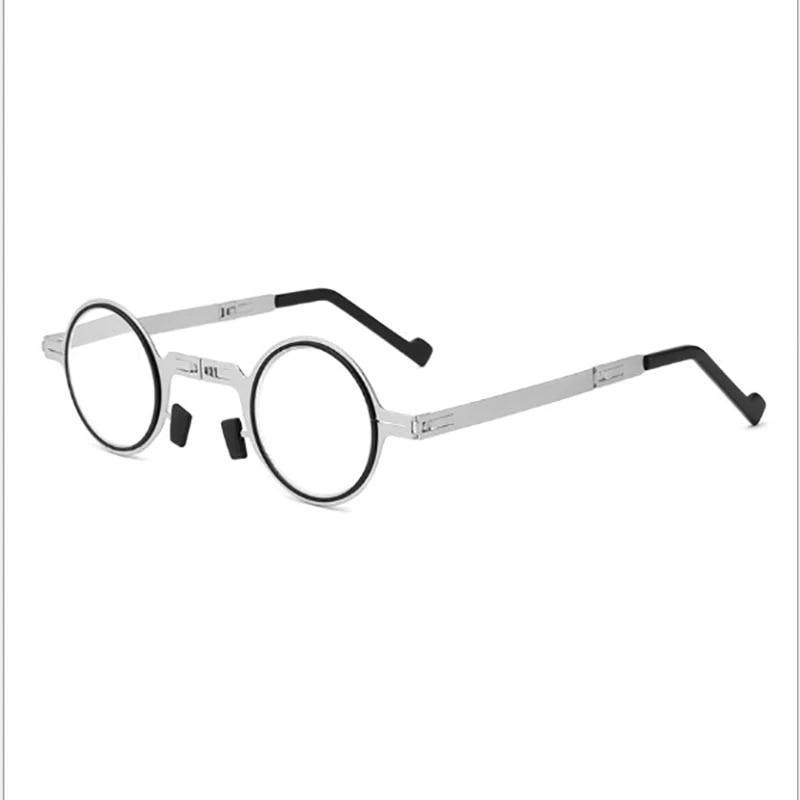 Small Metal Round Folding Reading Glasses Retro Circle Blue Light Computer Grade Glasses Narrow Eyeglasses Frame And Anti Glare Reading Glasses Foldable Computer Reading Glasses For Men +3.5