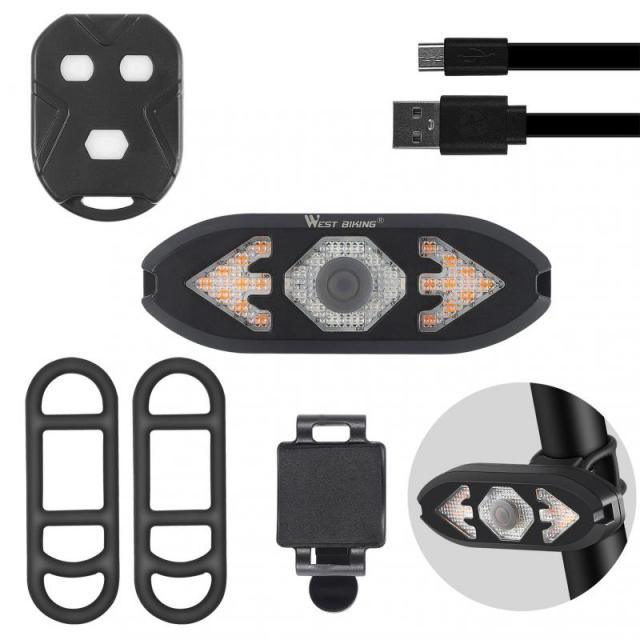 Smart Bike Light Wireless Remote Control Cycling Turning Signal Taillight USB Bicycle Rechargeable Rear Light LED Warning Lamp Bicycle Rear Light Safety Warning Bike Lights Brightest Bike Indicators Fit Saddle Rears