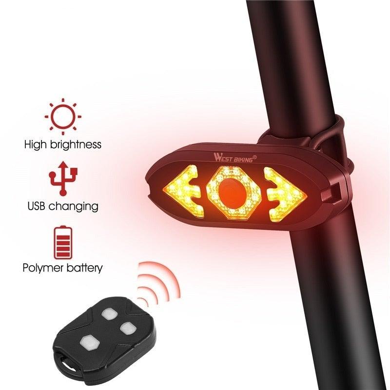 Smart Bike Light Wireless Remote Control Cycling Turning Signal Taillight USB Bicycle Rechargeable Rear Light LED Warning Lamp Bicycle Rear Light Safety Warning Bike Lights Brightest Bike Indicators Fit Saddle Rears