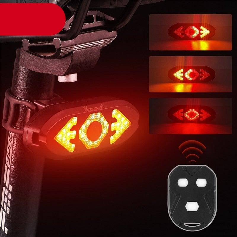 Smart Bike Light Wireless Remote Control Cycling Turning Signal Taillight USB Bicycle Rechargeable Rear Light LED Warning Lamp Bicycle Rear Light Safety Warning Bike Lights Brightest Bike Indicators Fit Saddle Rears