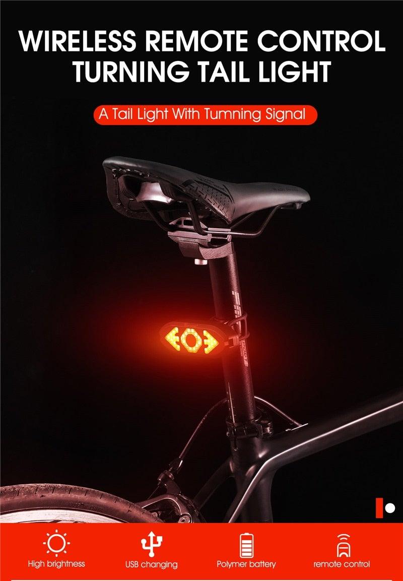 Smart Bike Light Wireless Remote Control Cycling Turning Signal Taillight USB Bicycle Rechargeable Rear Light LED Warning Lamp Bicycle Rear Light Safety Warning Bike Lights Brightest Bike Indicators Fit Saddle Rears