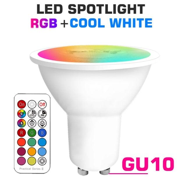 Smart For Home LED Light Bulb E27 E14 GU10 B22 220V 110V Spot Magic Changeable Lamp Lampada+IR Control Decoration RGB White Compatible with Alexa Google Home, RGBCW Smart GU10 Bulb, WiFi Smart LED Spot Light Bulb Indoor Decoration