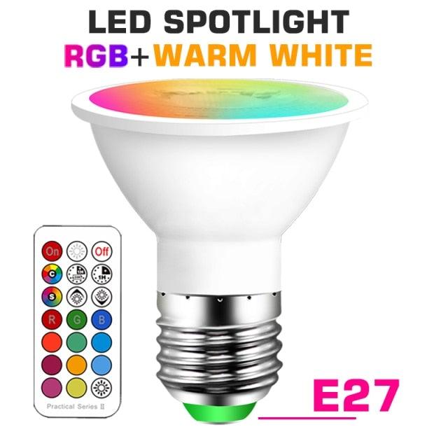Smart For Home LED Light Bulb E27 E14 GU10 B22 220V 110V Spot Magic Changeable Lamp Lampada+IR Control Decoration RGB White Compatible with Alexa Google Home, RGBCW Smart GU10 Bulb, WiFi Smart LED Spot Light Bulb Indoor Decoration