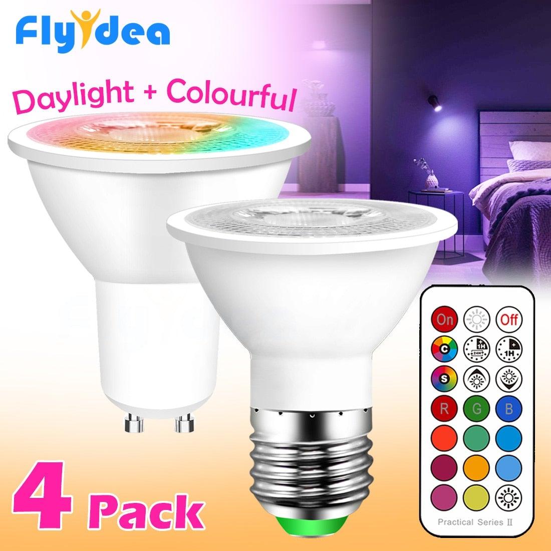 Smart For Home LED Light Bulb E27 E14 GU10 B22 220V 110V Spot Magic Changeable Lamp Lampada+IR Control Decoration RGB White Compatible with Alexa Google Home, RGBCW Smart GU10 Bulb, WiFi Smart LED Spot Light Bulb Indoor Decoration