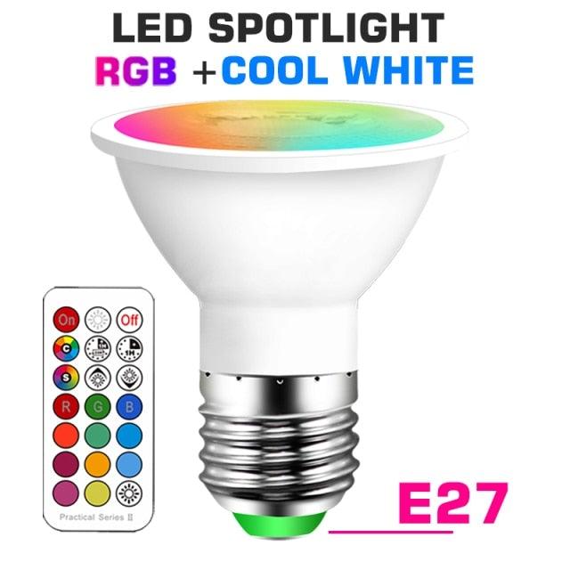Smart For Home LED Light Bulb E27 E14 GU10 B22 220V 110V Spot Magic Changeable Lamp Lampada+IR Control Decoration RGB White Compatible with Alexa Google Home, RGBCW Smart GU10 Bulb, WiFi Smart LED Spot Light Bulb Indoor Decoration