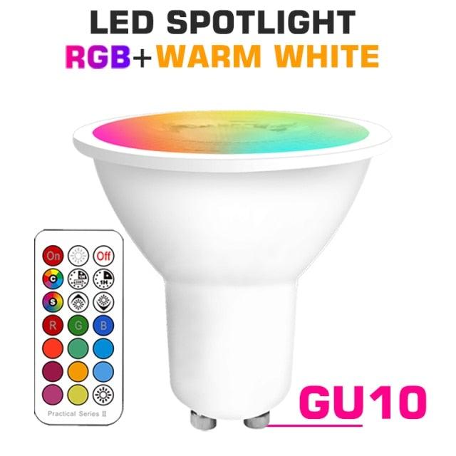 Smart For Home LED Light Bulb E27 E14 GU10 B22 220V 110V Spot Magic Changeable Lamp Lampada+IR Control Decoration RGB White Compatible with Alexa Google Home, RGBCW Smart GU10 Bulb, WiFi Smart LED Spot Light Bulb Indoor Decoration
