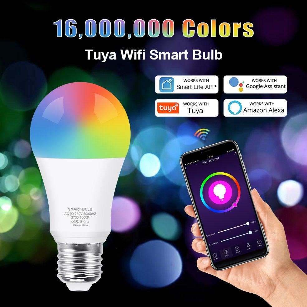 Smart Light Bulb E27 LED Lamp RGB+White+Warm White Work With Alexa Google Home Dimmable Timer Function RGB LED Bulb Bulb-Timer Sunrise Sunset Dimmable Multicolo Warm White No Hub Required Compatible With Alexa Google Home Assistant