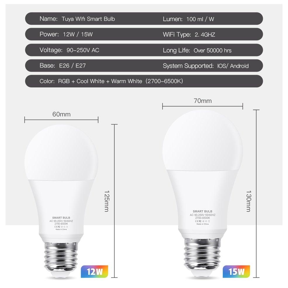 Smart Light Bulb E27 LED Lamp RGB+White+Warm White Work With Alexa Google Home Dimmable Timer Function RGB LED Bulb Bulb-Timer Sunrise Sunset Dimmable Multicolo Warm White No Hub Required Compatible With Alexa Google Home Assistant