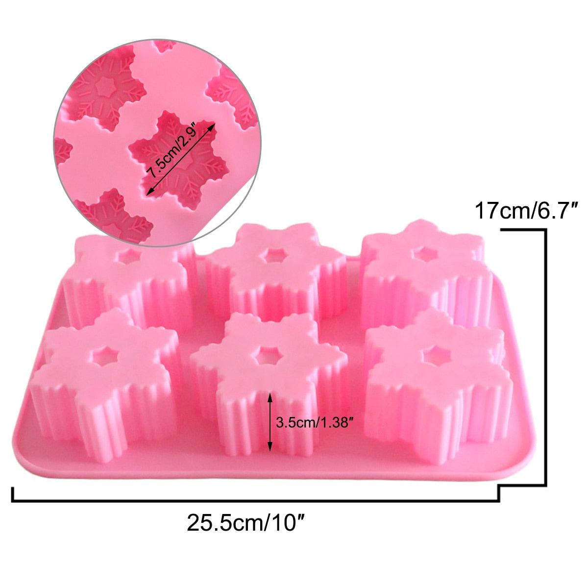 Snowflake Chocolate Mold Soap Silicone Ice Tray Cake Christmas Mould 6 Cavities Baking Pastry Tools Silicone Snowflake Molds Cake Pans Cookie Trays Handmade Soap Making Mould