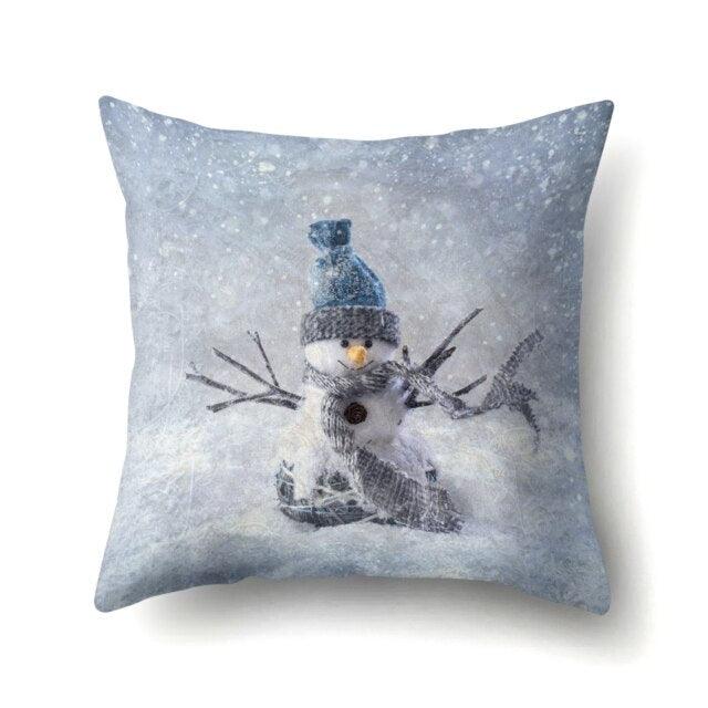 Snowman Christmas Cushion Cover Polyester Decorative Christmas Pillow Cover Merry Christmas Throw Cushion Covers Tree Reindeer Star Pillow Case For Party Throw Pillow New Year Xmas Decor Sofa Living Room Home Decoration