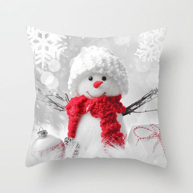 Snowman Christmas Cushion Cover Polyester Decorative Christmas Pillow Cover Merry Christmas Throw Cushion Covers Tree Reindeer Star Pillow Case For Party Throw Pillow New Year Xmas Decor Sofa Living Room Home Decoration