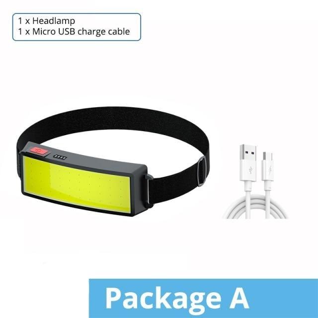 Soft Light Headlamp Flashlight LED Headlamp Adjustable Strap With COB Wick Headlight Beads Wide Range of Lighting Perfect Head Light For Camping Hiking Running Built-in Rechargeable Lithium Battery