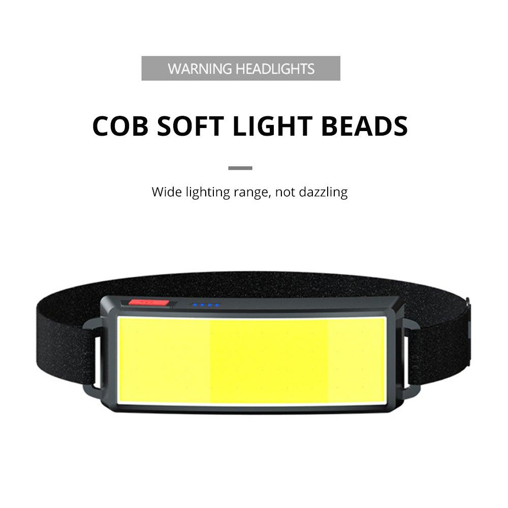 Soft Light Headlamp Flashlight LED Headlamp Adjustable Strap With COB Wick Headlight Beads Wide Range of Lighting Perfect Head Light For Camping Hiking Running Built-in Rechargeable Lithium Battery