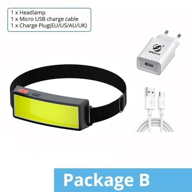 Soft Light Headlamp Flashlight LED Headlamp Adjustable Strap With COB Wick Headlight Beads Wide Range of Lighting Perfect Head Light For Camping Hiking Running Built-in Rechargeable Lithium Battery