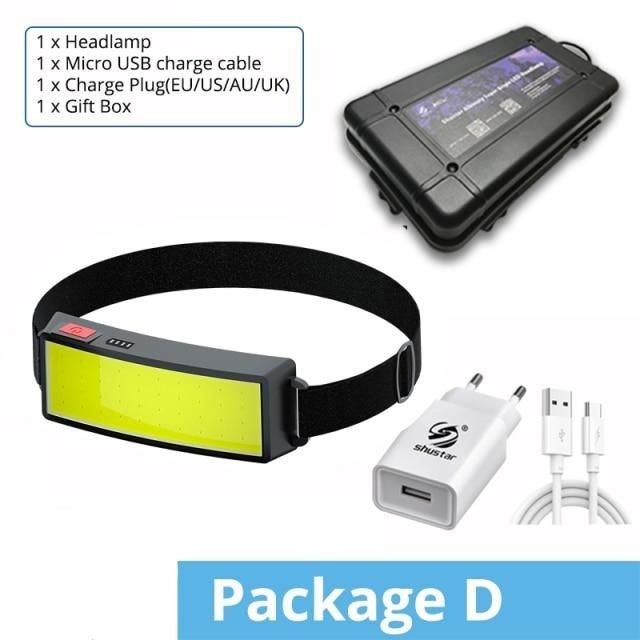 Soft Light Headlamp Flashlight LED Headlamp Adjustable Strap With COB Wick Headlight Beads Wide Range of Lighting Perfect Head Light For Camping Hiking Running Built-in Rechargeable Lithium Battery