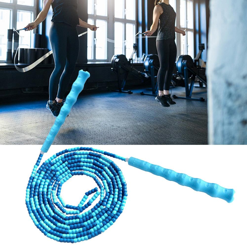 Soft Skipping Rope Yoga Beaded Workout Jumping Non-slip Handle Sports Gym Exercise Burning Fitness Adjustable Length Tangle-Free Segmented Soft Beaded Skipping Rope Fitness Jump Rope For Kids Man Women