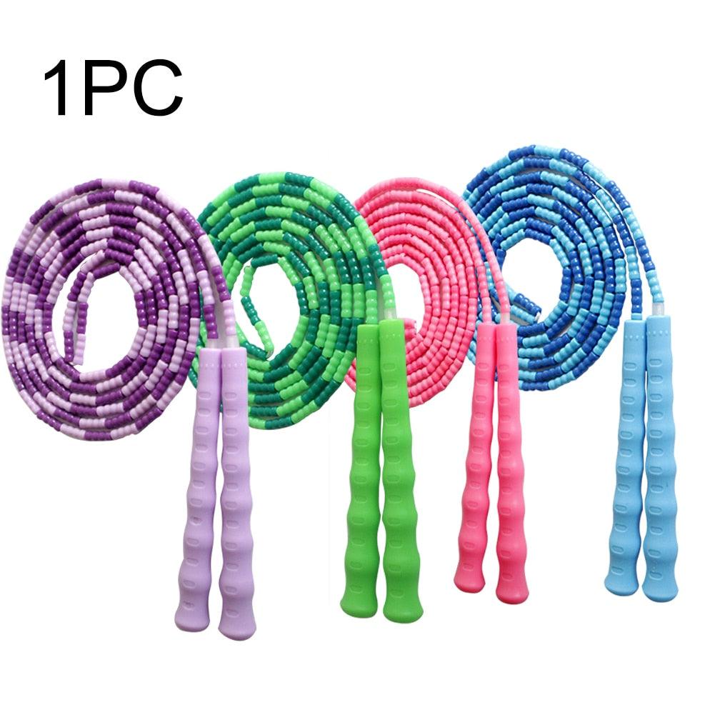 Soft Skipping Rope Yoga Beaded Workout Jumping Non-slip Handle Sports Gym Exercise Burning Fitness Adjustable Length Tangle-Free Segmented Soft Beaded Skipping Rope Fitness Jump Rope For Kids Man Women