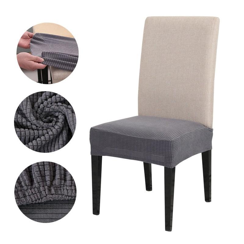 Solid Dining Chair Cover Elastic Half-wraped Seat Case for Kichen Wedding Banquet Hotel Chair Cushions Cover Removable Washable Dining Room Chair Slipcovers Dining Chair Covers Parsons Chair Slipcover Stretch Chair Covers for Dining Room