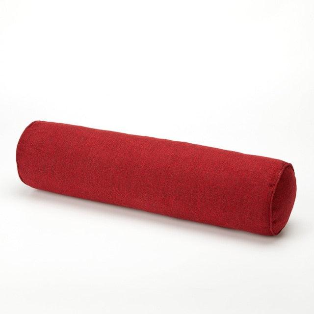 Solid Long Round Maternity Pillow Cotton linen Neck Headrest Body pillow Bed Chair Car Seat Backrest Sleeping Pillow Round Cervical Roll Cylinder Bolster Pillow with Removable Washable Cover, Ergonomically Designed for Head Neck Spine