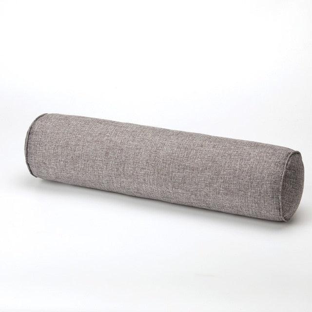 Solid Long Round Maternity Pillow Cotton linen Neck Headrest Body pillow Bed Chair Car Seat Backrest Sleeping Pillow Round Cervical Roll Cylinder Bolster Pillow with Removable Washable Cover, Ergonomically Designed for Head Neck Spine