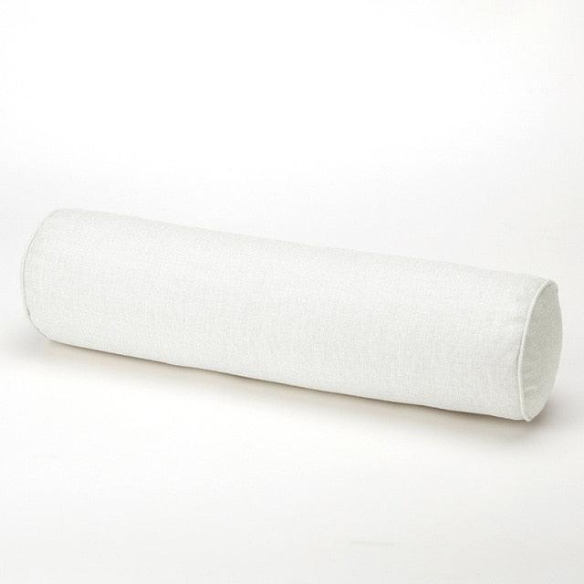 Solid Long Round Maternity Pillow Cotton linen Neck Headrest Body pillow Bed Chair Car Seat Backrest Sleeping Pillow Round Cervical Roll Cylinder Bolster Pillow with Removable Washable Cover, Ergonomically Designed for Head Neck Spine