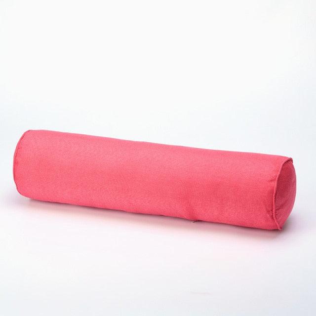 Solid Long Round Maternity Pillow Cotton linen Neck Headrest Body pillow Bed Chair Car Seat Backrest Sleeping Pillow Round Cervical Roll Cylinder Bolster Pillow with Removable Washable Cover, Ergonomically Designed for Head Neck Spine