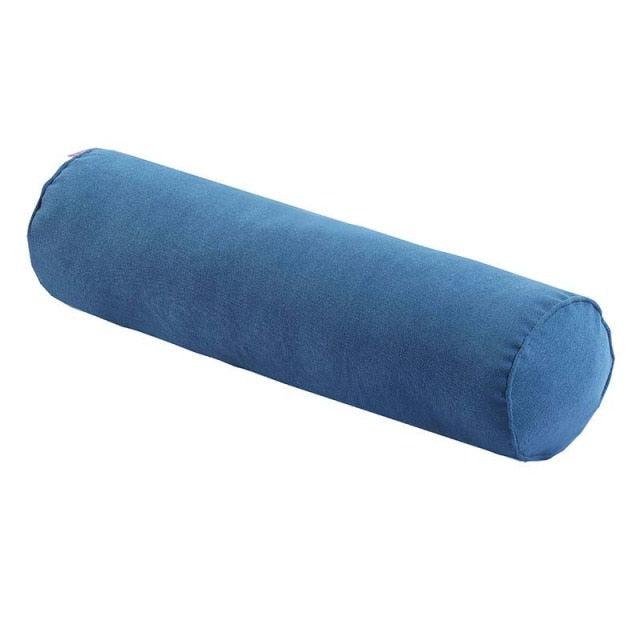 Solid Long Round Maternity Pillow Cotton linen Neck Headrest Body pillow Bed Chair Car Seat Backrest Sleeping Pillow Round Cervical Roll Cylinder Bolster Pillow with Removable Washable Cover, Ergonomically Designed for Head Neck Spine