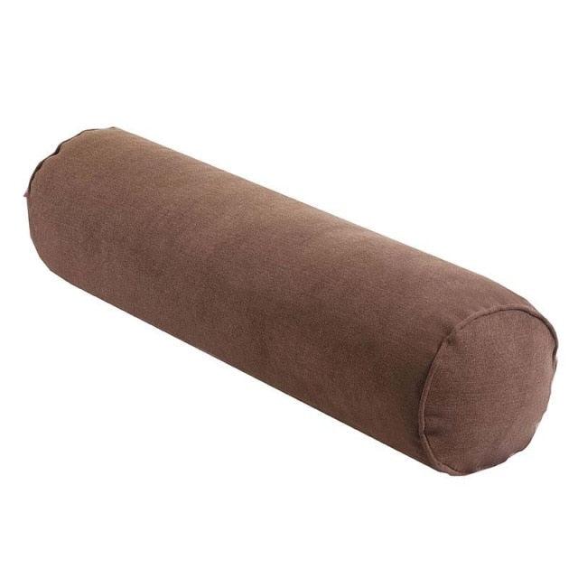Solid Long Round Maternity Pillow Cotton linen Neck Headrest Body pillow Bed Chair Car Seat Backrest Sleeping Pillow Round Cervical Roll Cylinder Bolster Pillow with Removable Washable Cover, Ergonomically Designed for Head Neck Spine