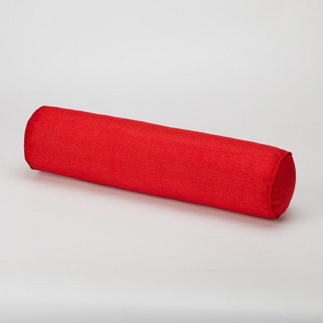 Solid Long Round Maternity Pillow Cotton linen Neck Headrest Body pillow Bed Chair Car Seat Backrest Sleeping Pillow Round Cervical Roll Cylinder Bolster Pillow with Removable Washable Cover, Ergonomically Designed for Head Neck Spine