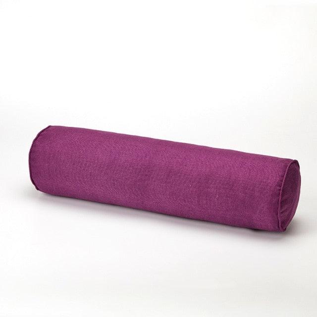 Solid Long Round Maternity Pillow Cotton linen Neck Headrest Body pillow Bed Chair Car Seat Backrest Sleeping Pillow Round Cervical Roll Cylinder Bolster Pillow with Removable Washable Cover, Ergonomically Designed for Head Neck Spine