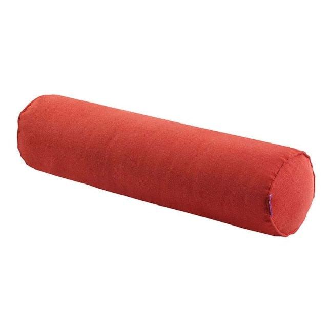 Solid Long Round Maternity Pillow Cotton linen Neck Headrest Body pillow Bed Chair Car Seat Backrest Sleeping Pillow Round Cervical Roll Cylinder Bolster Pillow with Removable Washable Cover, Ergonomically Designed for Head Neck Spine