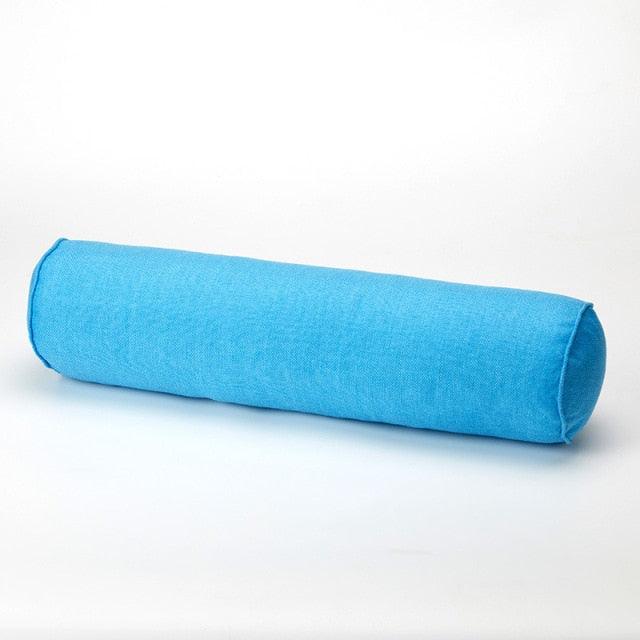 Solid Long Round Maternity Pillow Cotton linen Neck Headrest Body pillow Bed Chair Car Seat Backrest Sleeping Pillow Round Cervical Roll Cylinder Bolster Pillow with Removable Washable Cover, Ergonomically Designed for Head Neck Spine