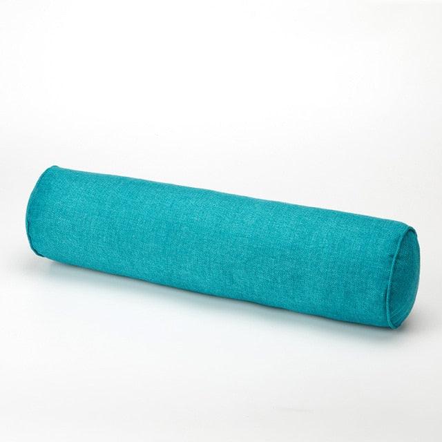 Solid Long Round Maternity Pillow Cotton linen Neck Headrest Body pillow Bed Chair Car Seat Backrest Sleeping Pillow Round Cervical Roll Cylinder Bolster Pillow with Removable Washable Cover, Ergonomically Designed for Head Neck Spine