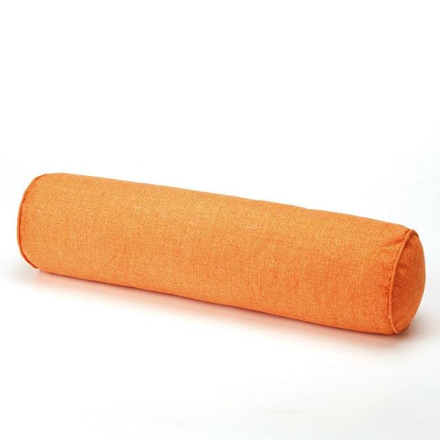 Solid Long Round Maternity Pillow Cotton linen Neck Headrest Body pillow Bed Chair Car Seat Backrest Sleeping Pillow Round Cervical Roll Cylinder Bolster Pillow with Removable Washable Cover, Ergonomically Designed for Head Neck Spine