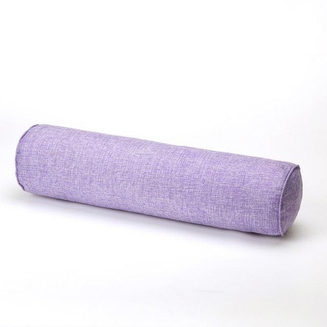 Solid Long Round Maternity Pillow Cotton linen Neck Headrest Body pillow Bed Chair Car Seat Backrest Sleeping Pillow Round Cervical Roll Cylinder Bolster Pillow with Removable Washable Cover, Ergonomically Designed for Head Neck Spine