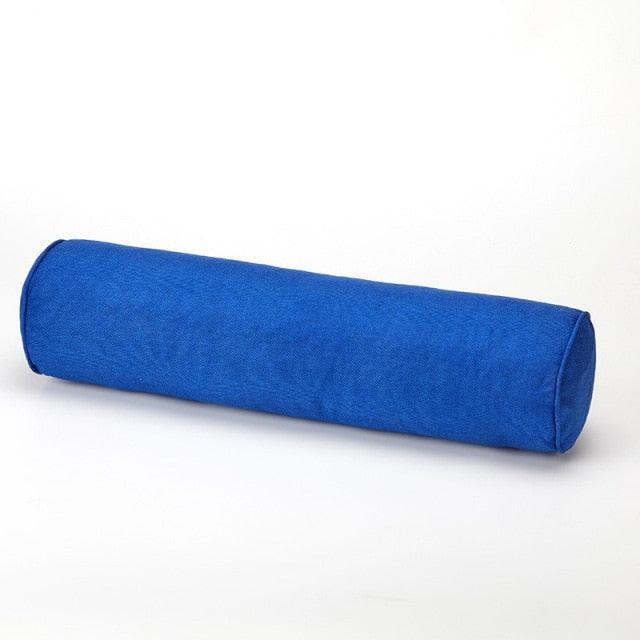 Solid Long Round Maternity Pillow Cotton linen Neck Headrest Body pillow Bed Chair Car Seat Backrest Sleeping Pillow Round Cervical Roll Cylinder Bolster Pillow with Removable Washable Cover, Ergonomically Designed for Head Neck Spine