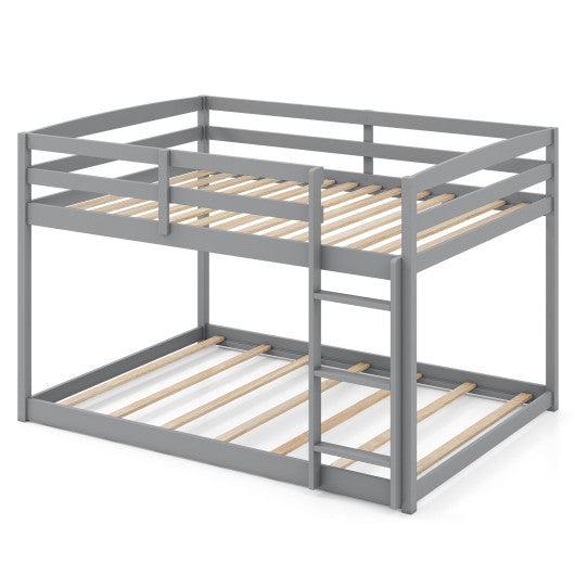 Full Over Full Bunk Bed Low-to-ground Bunk Bed-Gray