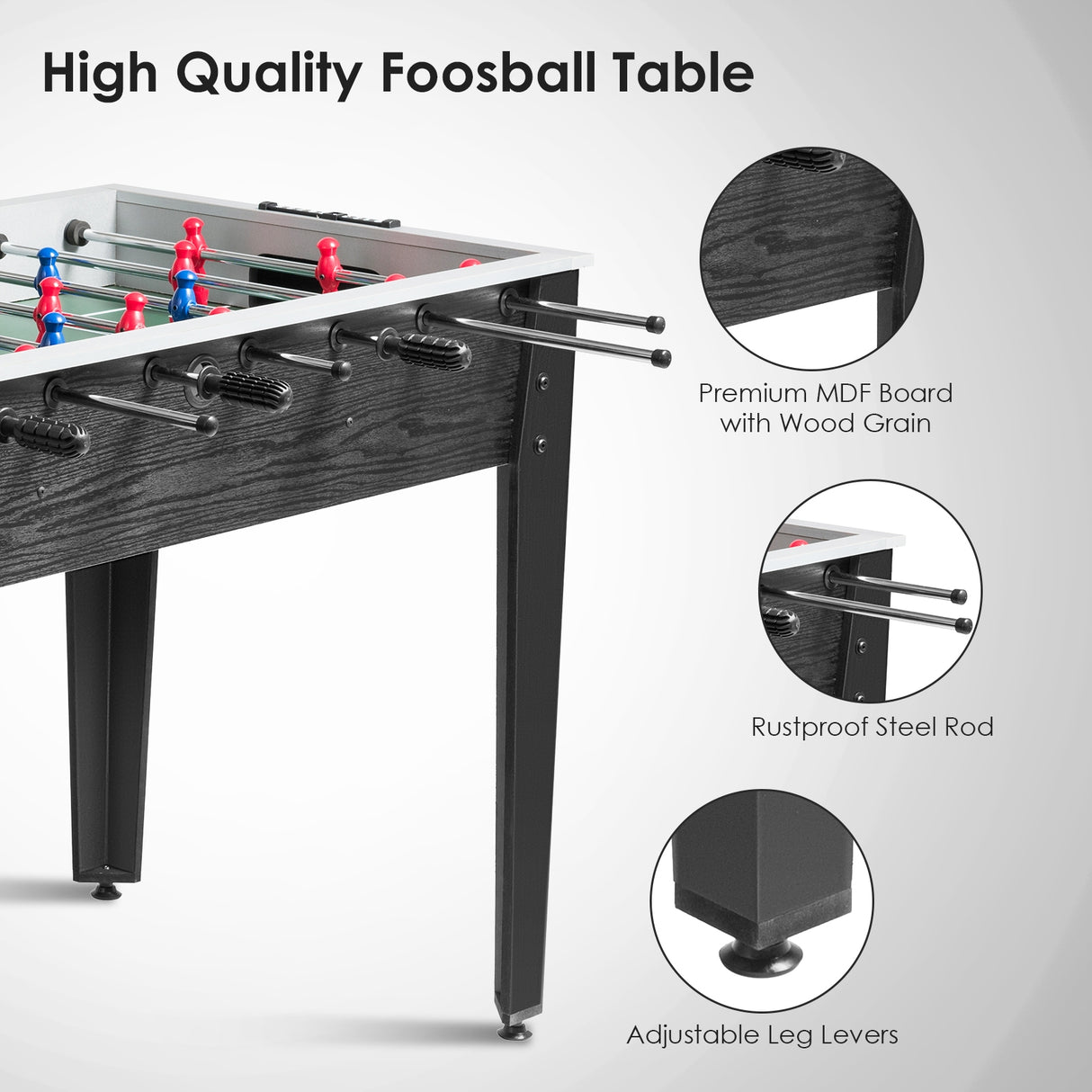 48 Inch Competition Sized Home Recreation Wooden Foosball Table-Brown