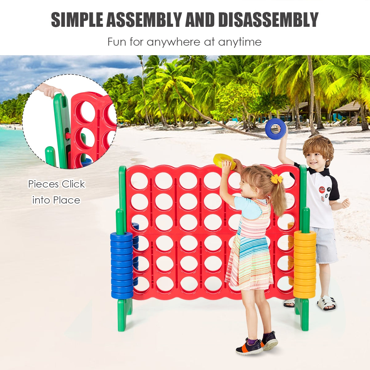 Jumbo 4-to-Score Giant Game Set with 42 Jumbo Rings and Quick-Release Slider-Blue