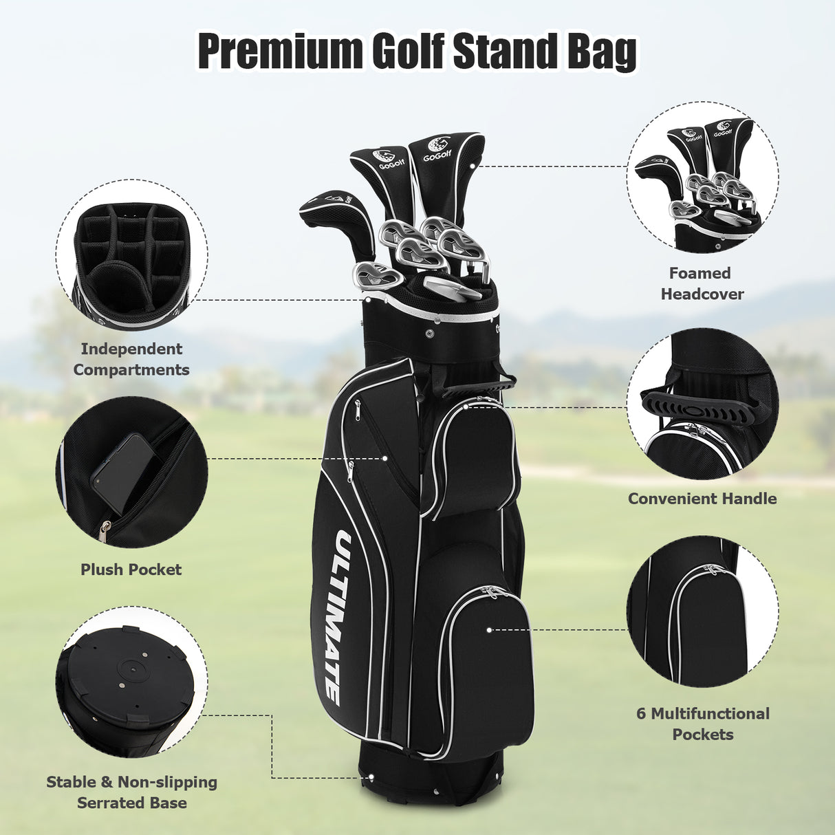10 Pieces Womens Complete Golf Club Set with Alloy Driver Black
