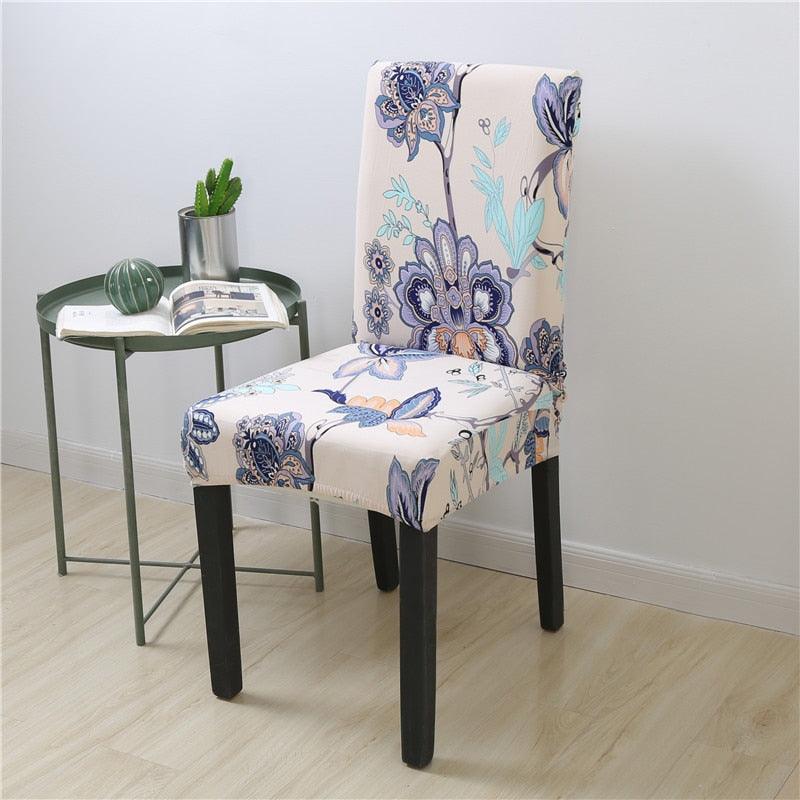 Spandex Chair Covers Printed Dining Room Stretch Seat Cover Chair Protective Case for Restaurant Banquet Kitchen Hotel Stretch Spandex Removable Washable Dining Chair Protector
