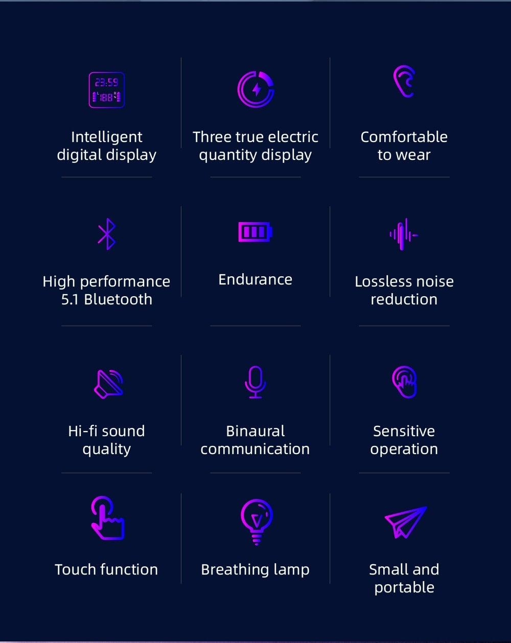 Sports Black Headphones Wireless Wearable Music Player Built-in Memory Sweatproof WaterproofWireless Bluetooth Headphones 5.1 Gaming Headset In Ear HiFi Sports Noise Cancel Earphone For Smartphones LED Display For Sports Running Workout