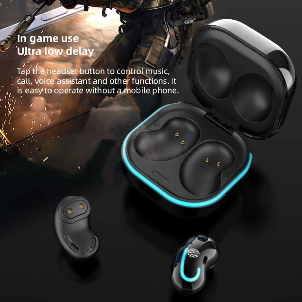 Sports Black Headphones Wireless Wearable Music Player Built-in Memory Sweatproof WaterproofWireless Bluetooth Headphones 5.1 Gaming Headset In Ear HiFi Sports Noise Cancel Earphone For Smartphones LED Display For Sports Running Workout