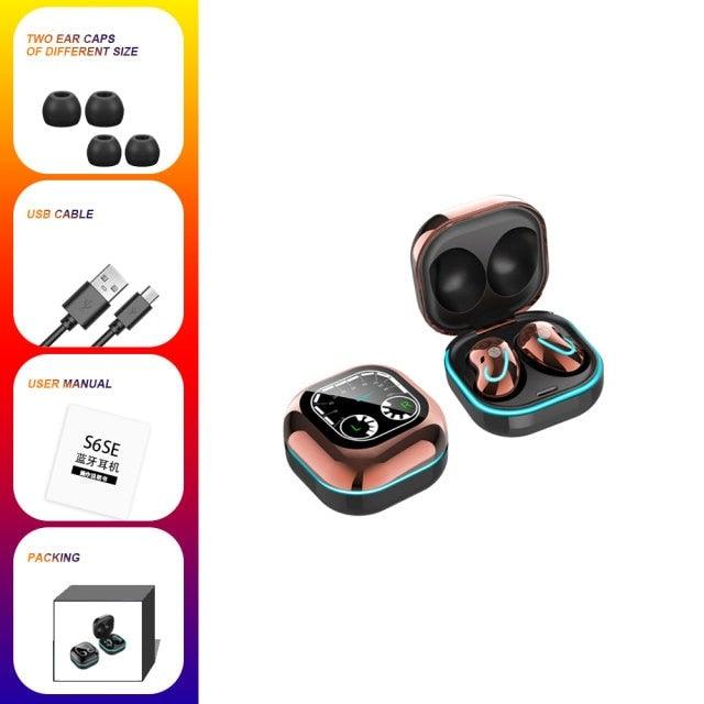 Sports Black Headphones Wireless Wearable Music Player Built-in Memory Sweatproof WaterproofWireless Bluetooth Headphones 5.1 Gaming Headset In Ear HiFi Sports Noise Cancel Earphone For Smartphones LED Display For Sports Running Workout
