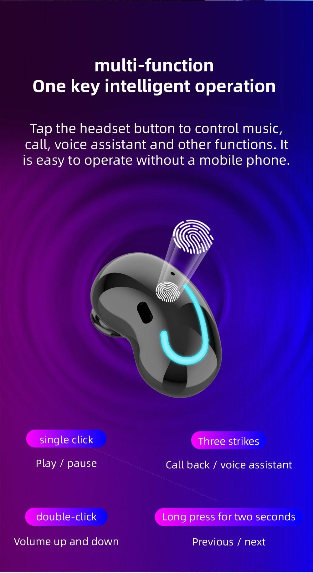 Sports Black Headphones Wireless Wearable Music Player Built-in Memory Sweatproof WaterproofWireless Bluetooth Headphones 5.1 Gaming Headset In Ear HiFi Sports Noise Cancel Earphone For Smartphones LED Display For Sports Running Workout