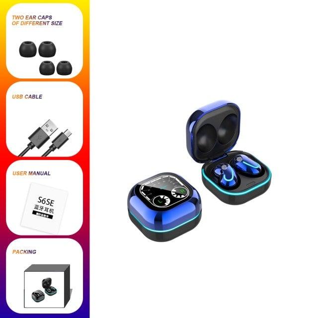 Sports Black Headphones Wireless Wearable Music Player Built-in Memory Sweatproof WaterproofWireless Bluetooth Headphones 5.1 Gaming Headset In Ear HiFi Sports Noise Cancel Earphone For Smartphones LED Display For Sports Running Workout