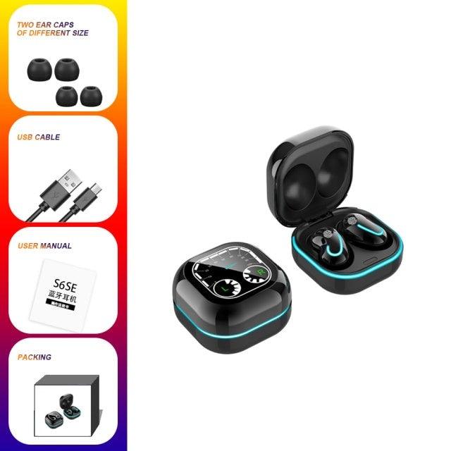 Sports Black Headphones Wireless Wearable Music Player Built-in Memory Sweatproof WaterproofWireless Bluetooth Headphones 5.1 Gaming Headset In Ear HiFi Sports Noise Cancel Earphone For Smartphones LED Display For Sports Running Workout