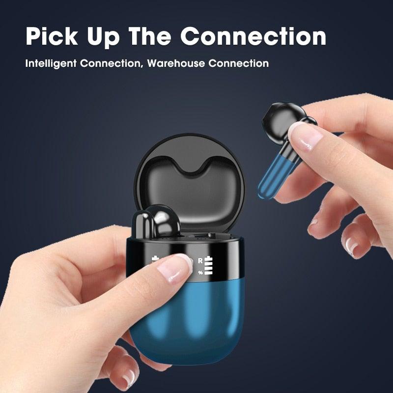 Sports WearableWireless Headphones Fast Conecting Music Sweatproof Wireless Earbuds Smart LED Display Bluetooth Earphones HD Call Headphone With Microphone Touch Control Waterproof Headset With Charging Case 300mAH