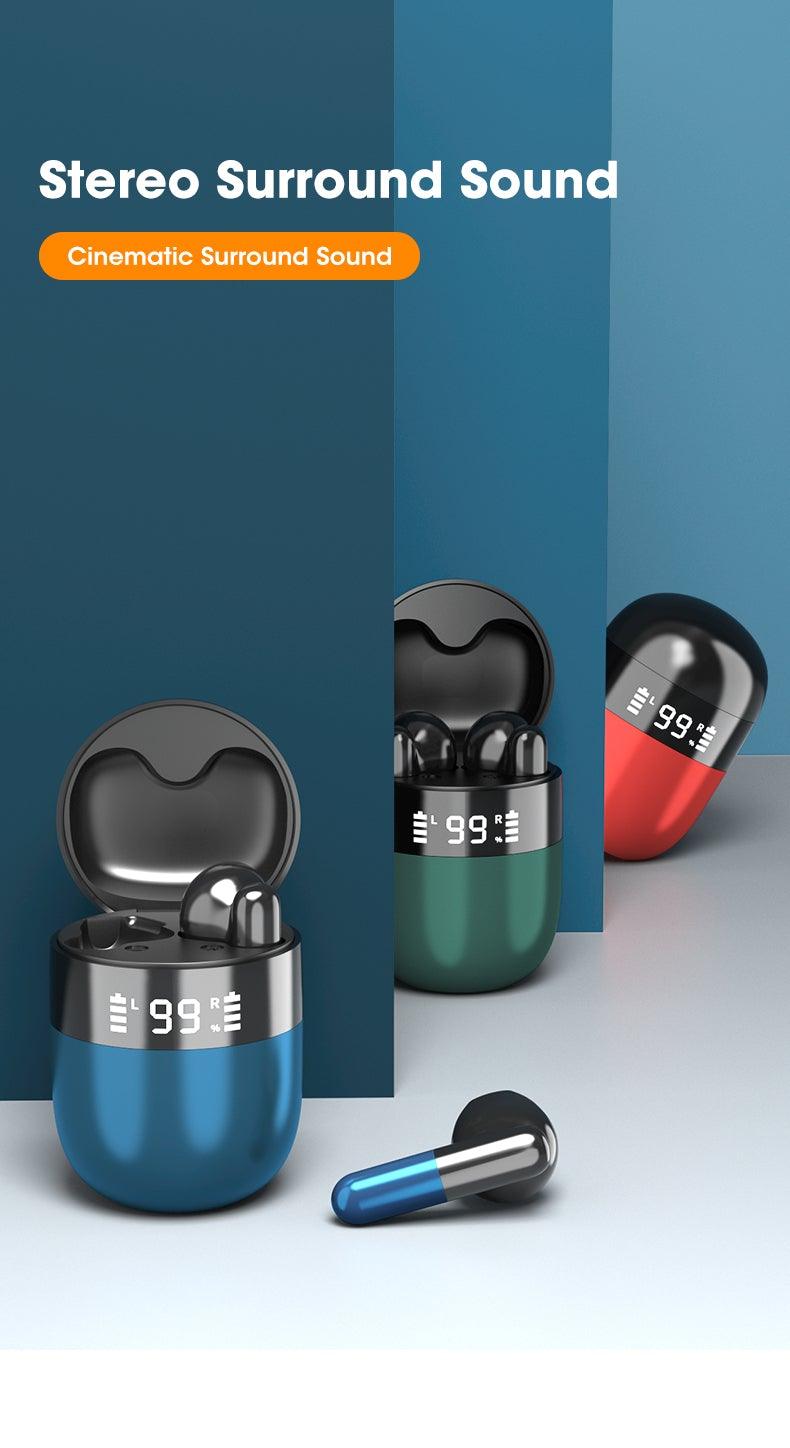 Sports WearableWireless Headphones Fast Conecting Music Sweatproof Wireless Earbuds Smart LED Display Bluetooth Earphones HD Call Headphone With Microphone Touch Control Waterproof Headset With Charging Case 300mAH