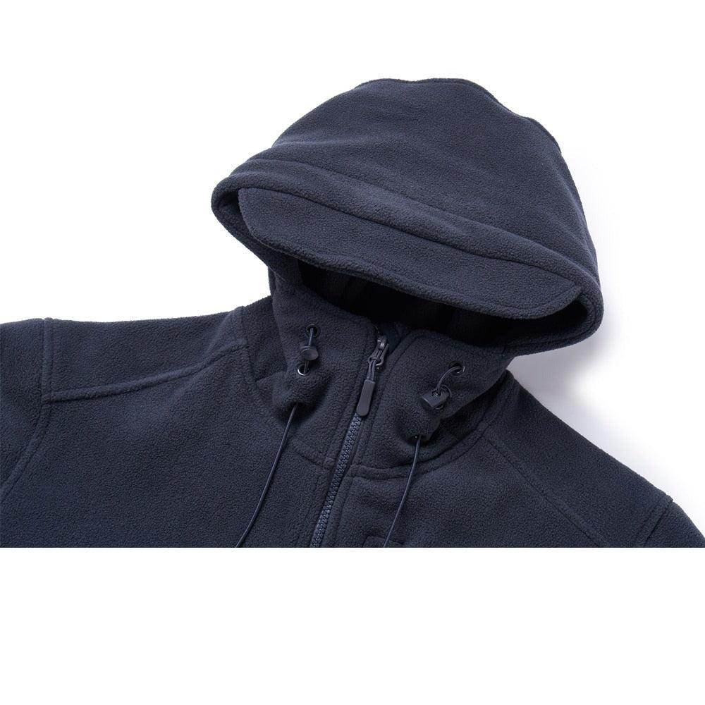 Spring Winter Fleece Jacket With Hood Mens Tactical Waterproof Fleece Jacket Hooded Jacket Mountain Windproof Ski Jackets Windbreaker Winter Warm Snow Coat Outdoor Windproof Soft Work Lightweight Jacket